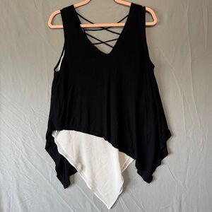 Very J Womens Lagenlook Top M Black White Asymmetric Whimsigoth Fairy Grunge